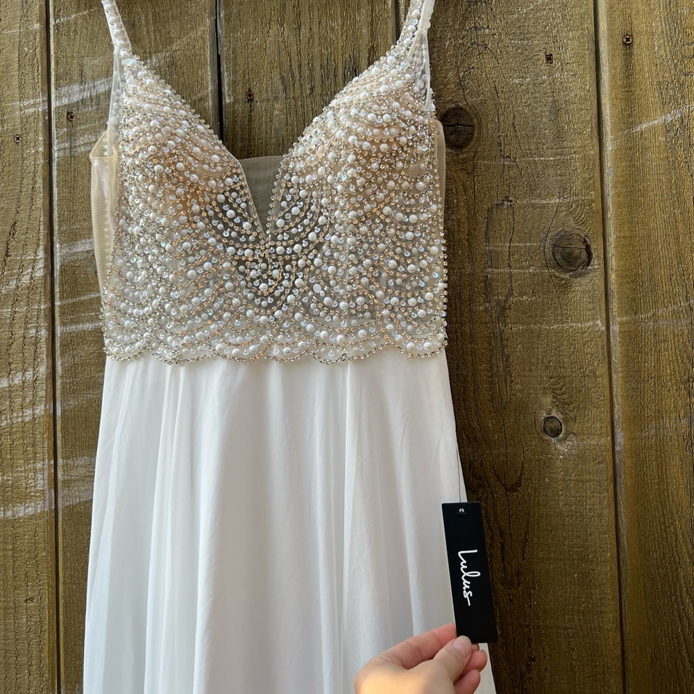 White True Love Beaded Rhinestone Wedding Gown 🌿 - Picture 4 of 13